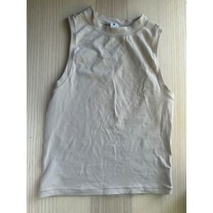 Yogalicious‎ Airlite Melissa Crop Tank Top Beige Small Muscle Tank Workout Yoga